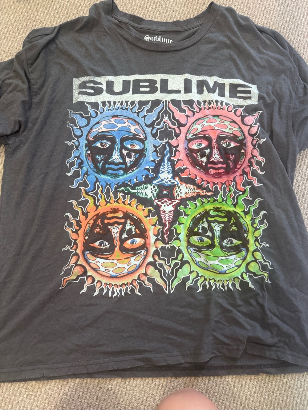 Sublime Black Short Sleeve Graphic Tee - Multicolor Sun Faces